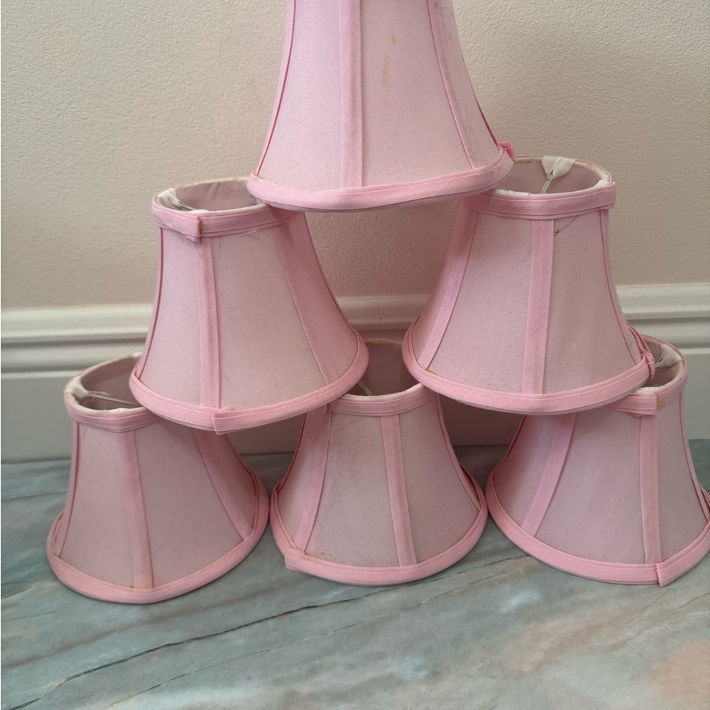 Set of Six Pink Mini Lampshades